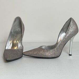 GUESS Silver Glitter Women's Heels size 6